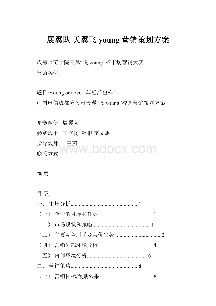 展翼队 天翼飞young营销策划方案.docx_第1页