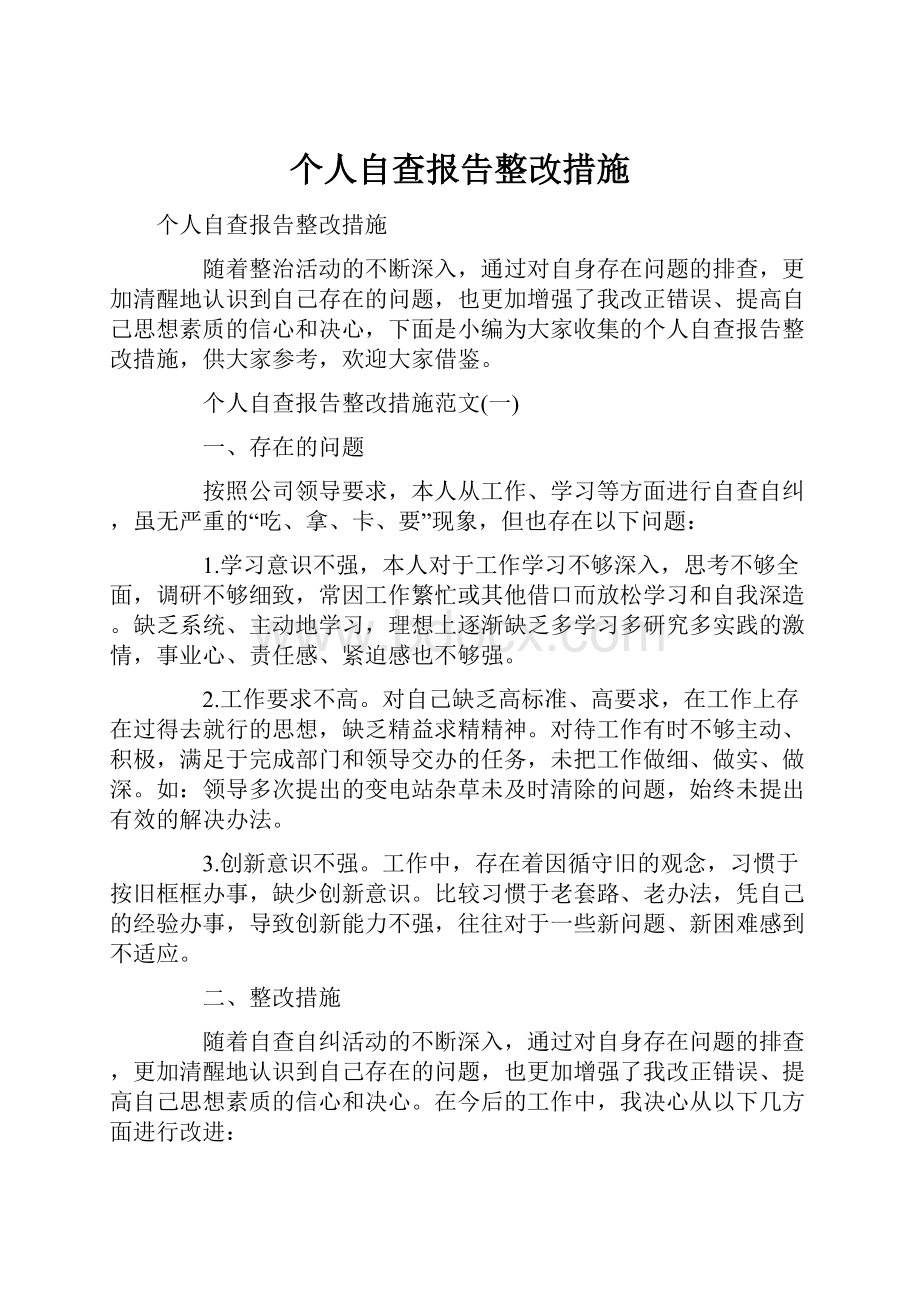 个人自查报告整改措施.docx_第1页