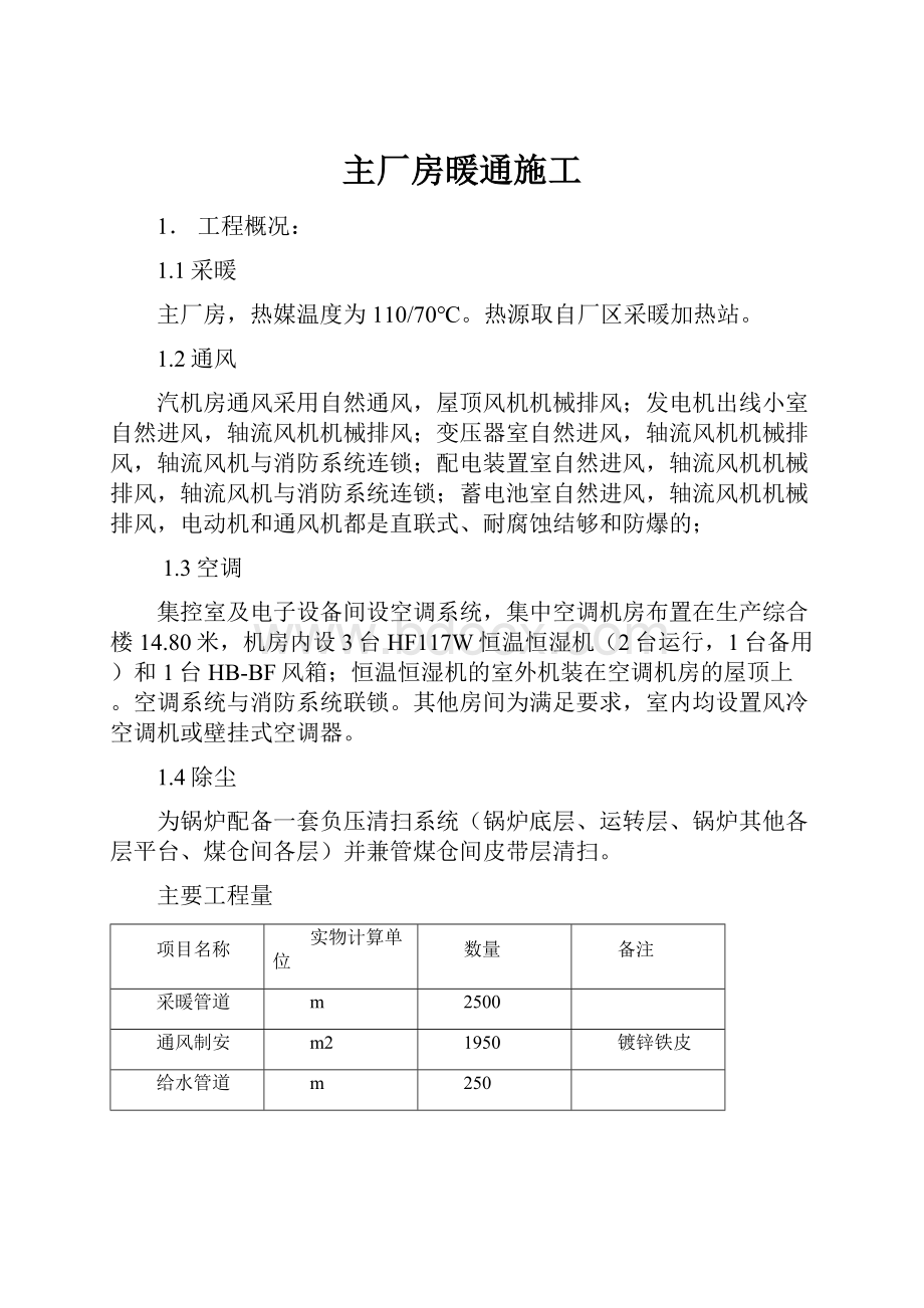 主厂房暖通施工.docx_第1页