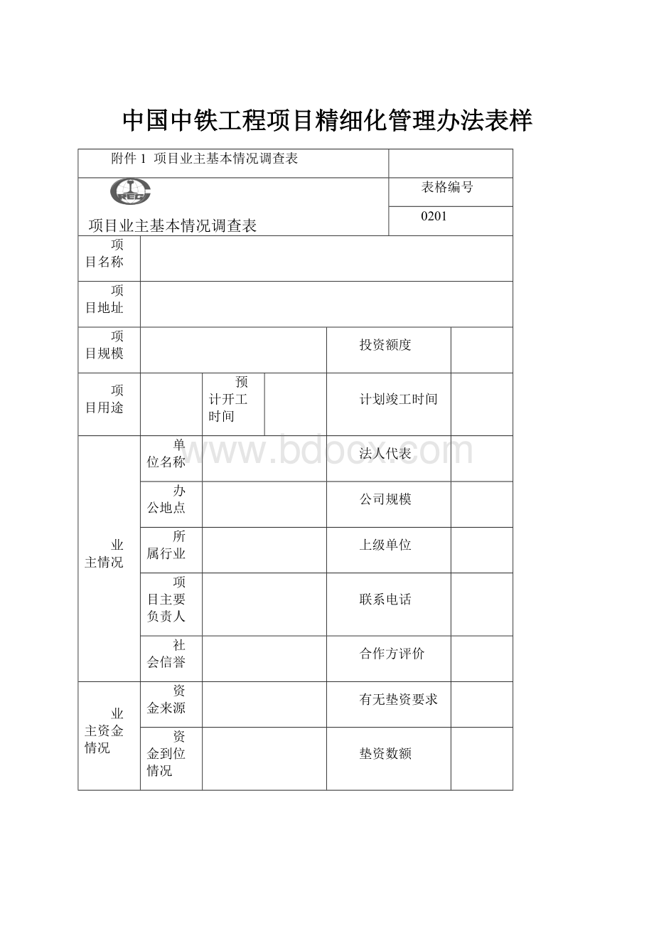 中国中铁工程项目精细化管理办法表样.docx