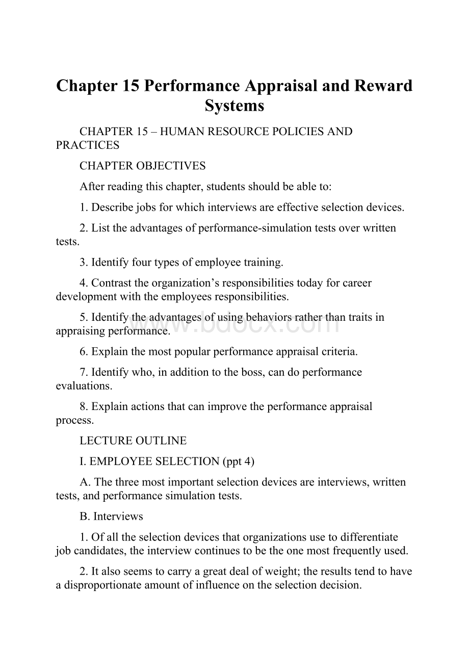 Chapter 15 Performance Appraisal and Reward Systems.docx