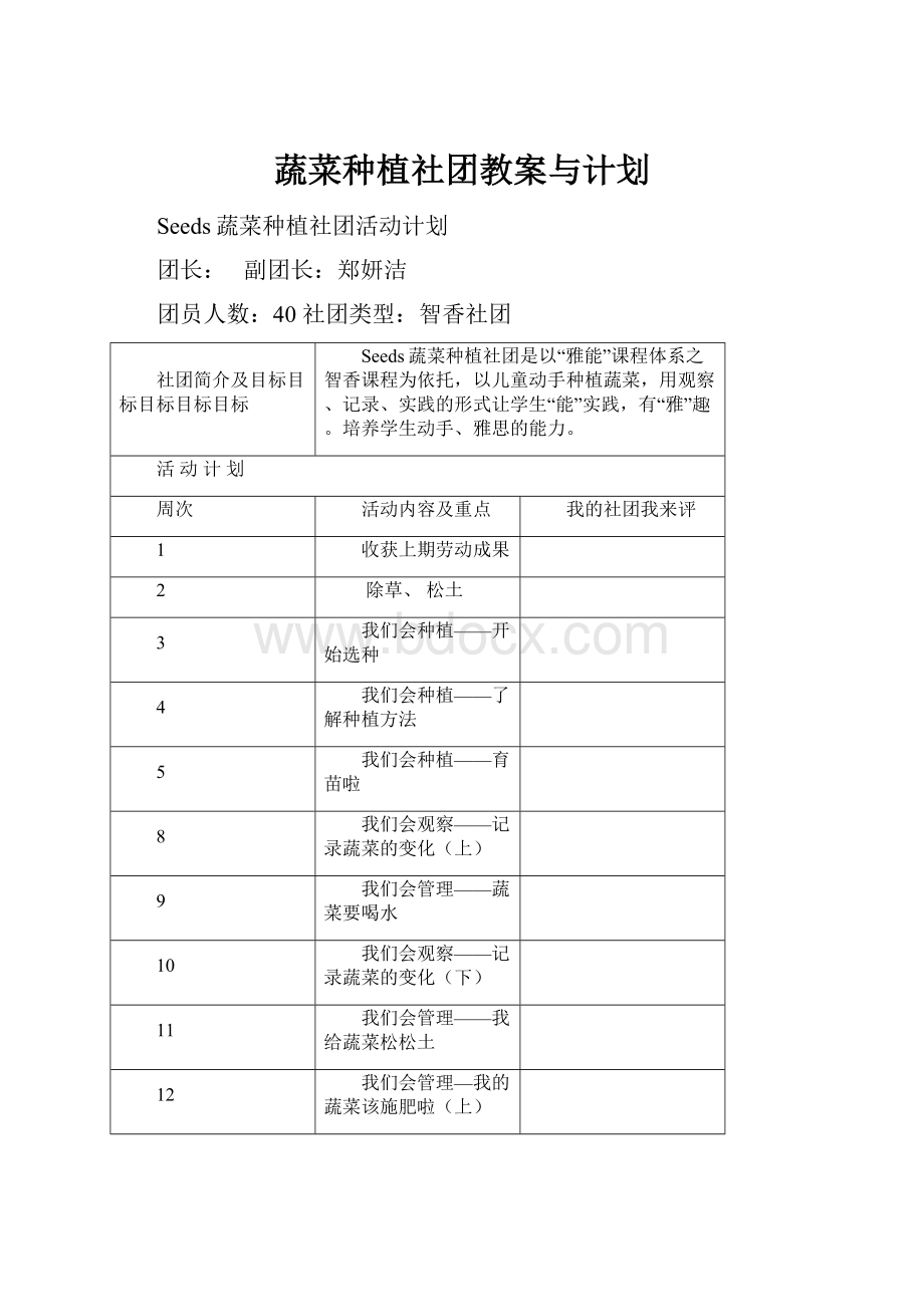 蔬菜种植社团教案与计划.docx