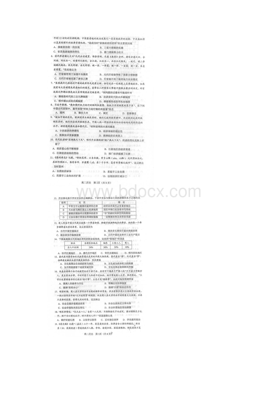 河南省南阳市学年高二下学期期中质量评估历史试题 扫描版含答案.docx_第2页