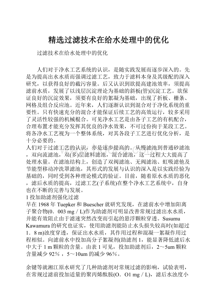 精选过滤技术在给水处理中的优化.docx