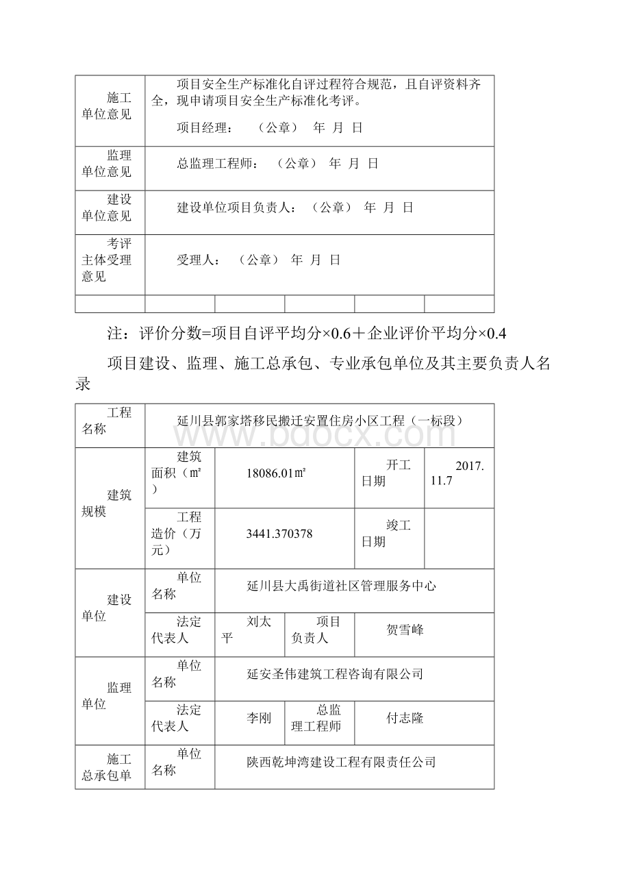 《陕西省建筑施工项目安全生产标准化考评申请表》.docx_第3页