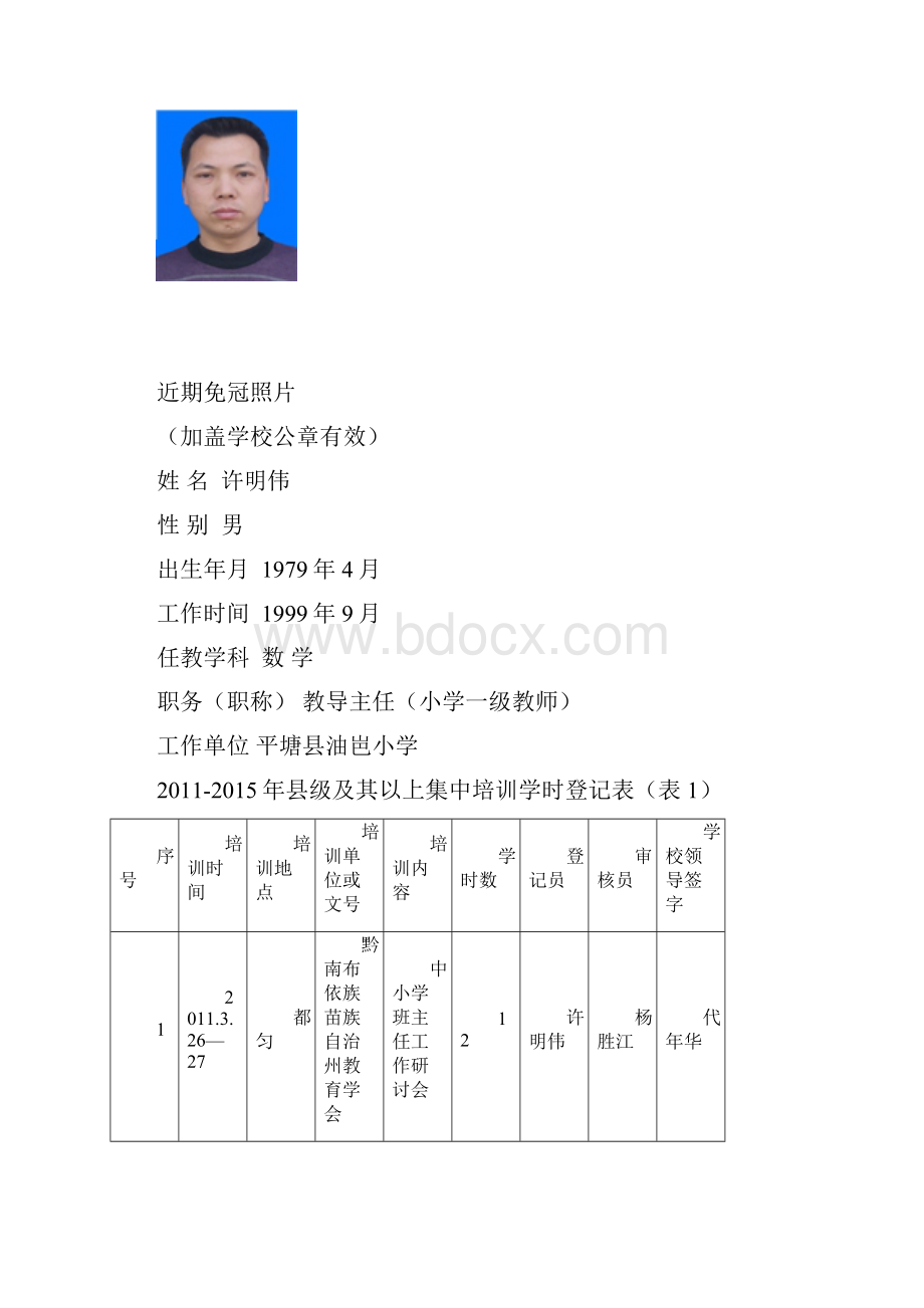 许明伟 贵州省中小学教师继续教育培训表格.docx_第2页