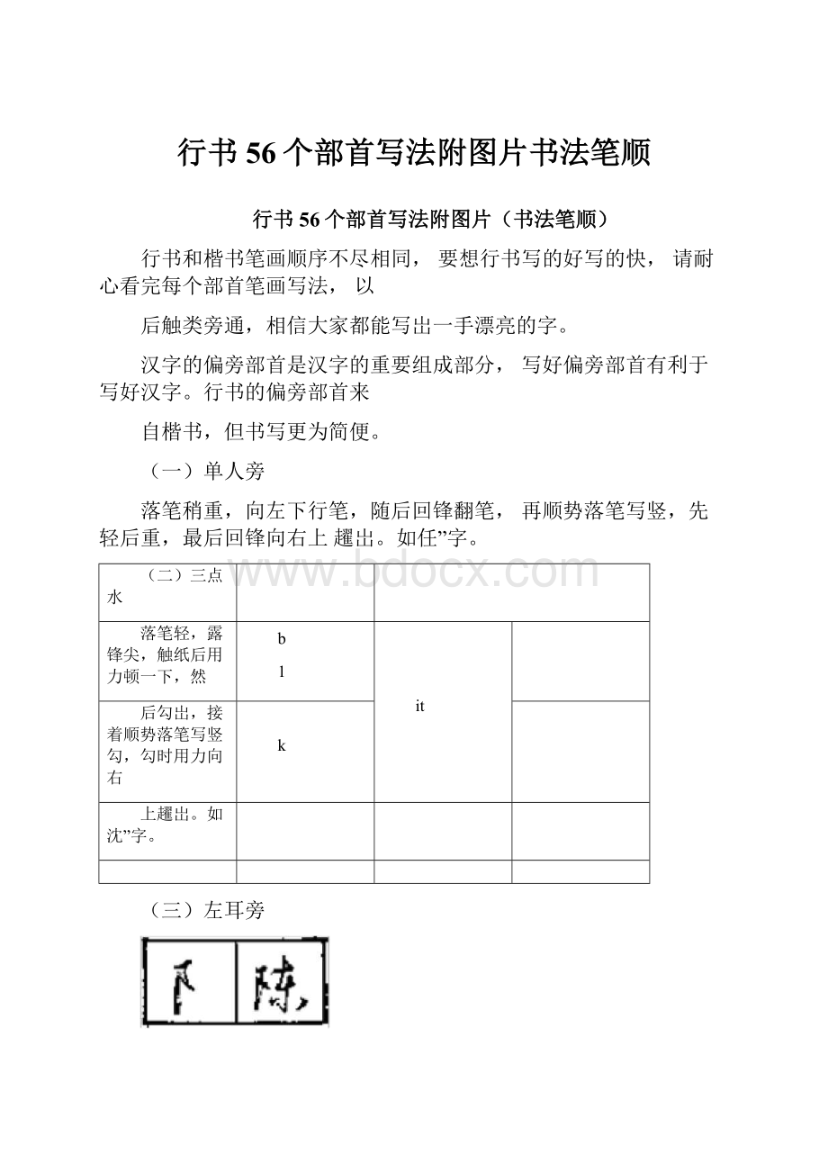 行书56个部首写法附图片书法笔顺.docx_第1页