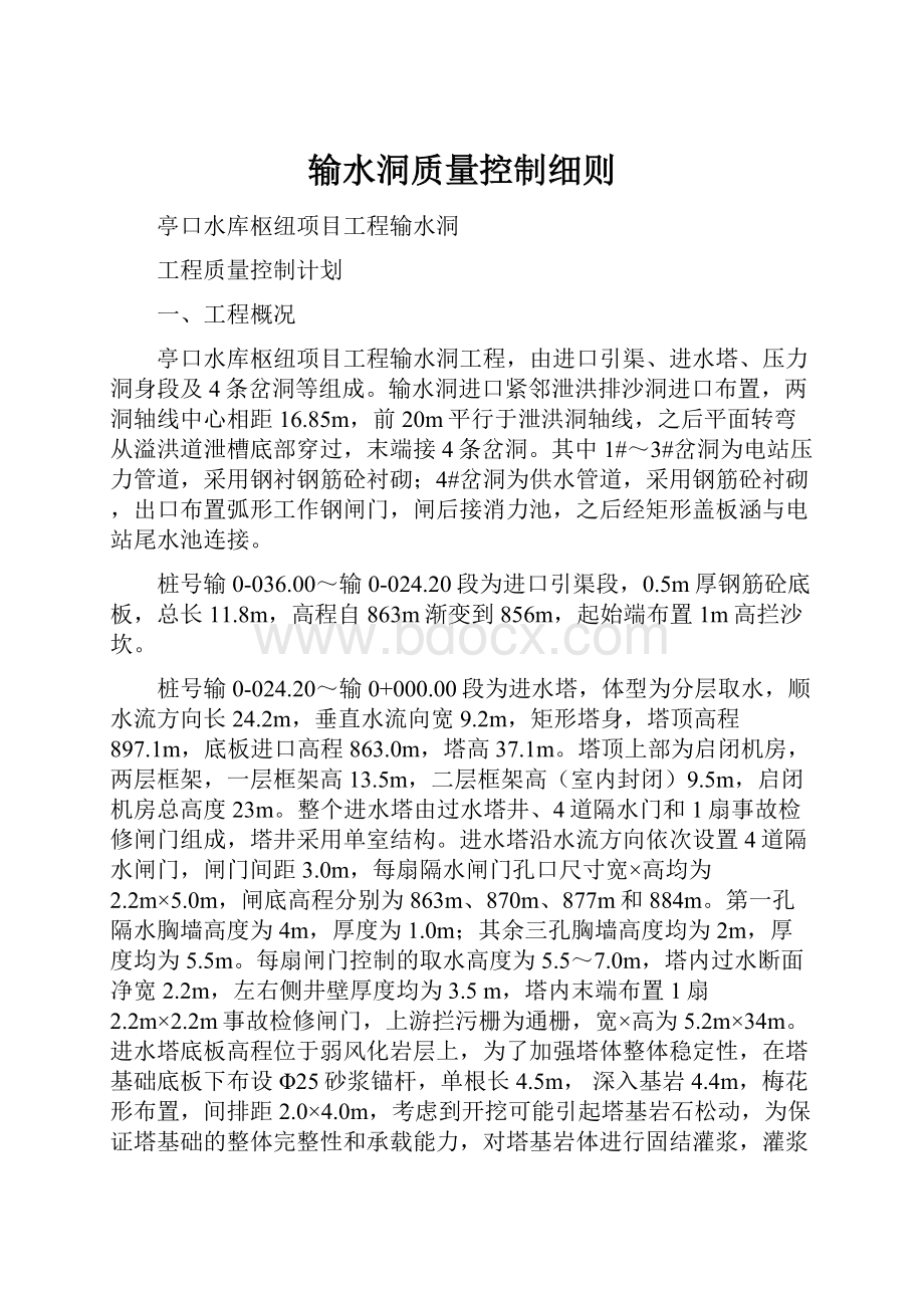 输水洞质量控制细则.docx_第1页