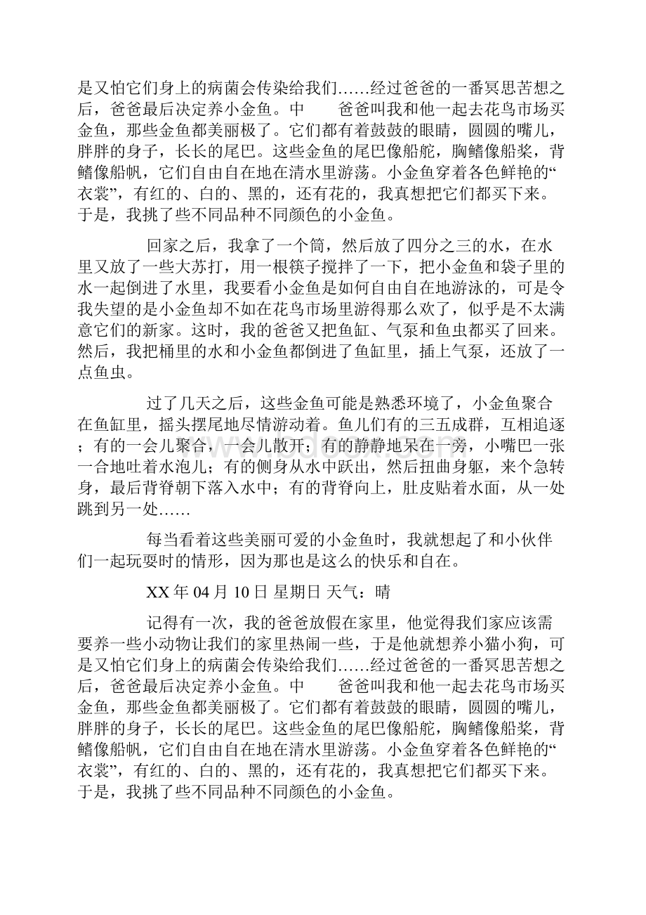 500字周记养小金鱼doc.docx_第2页