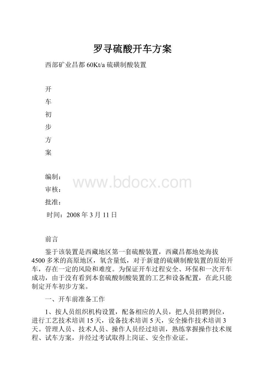 罗寻硫酸开车方案.docx_第1页