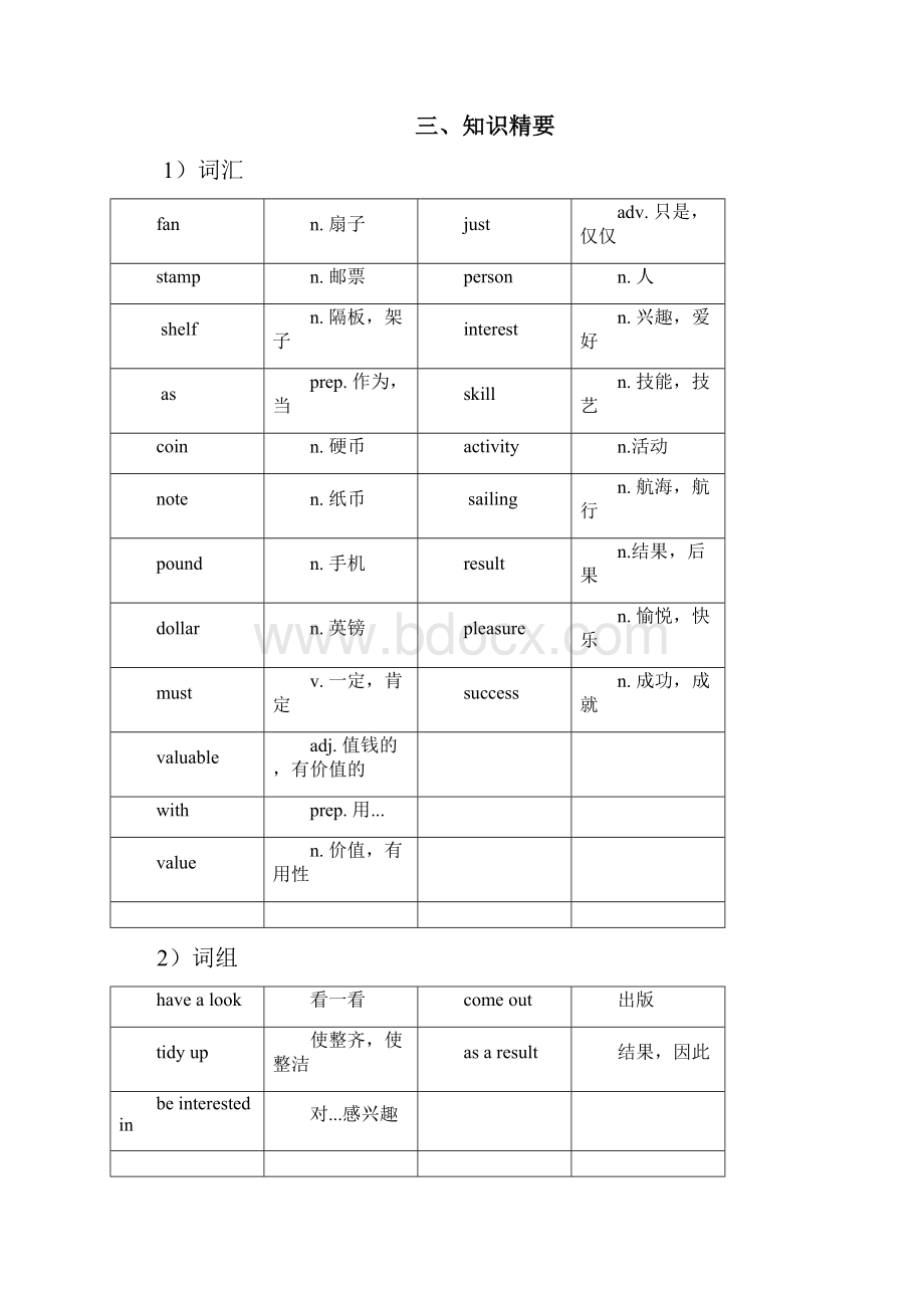 外研版初二英语八年级下册Module 6 Hobbies 复习教案.docx_第3页