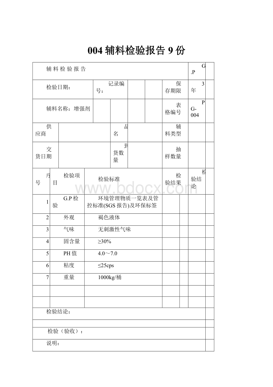 004辅料检验报告9份.docx_第1页