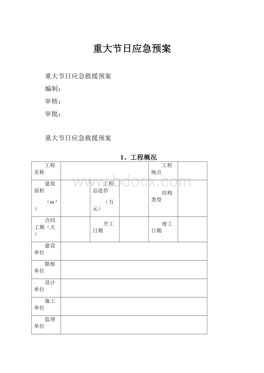 重大节日应急预案.docx_第1页