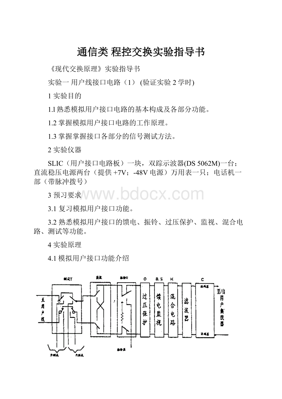 通信类 程控交换实验指导书.docx