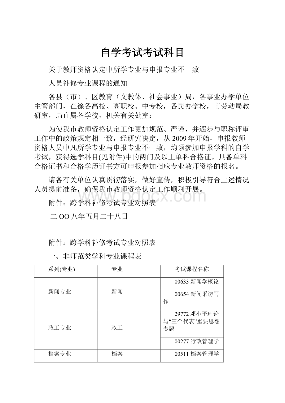 自学考试考试科目.docx