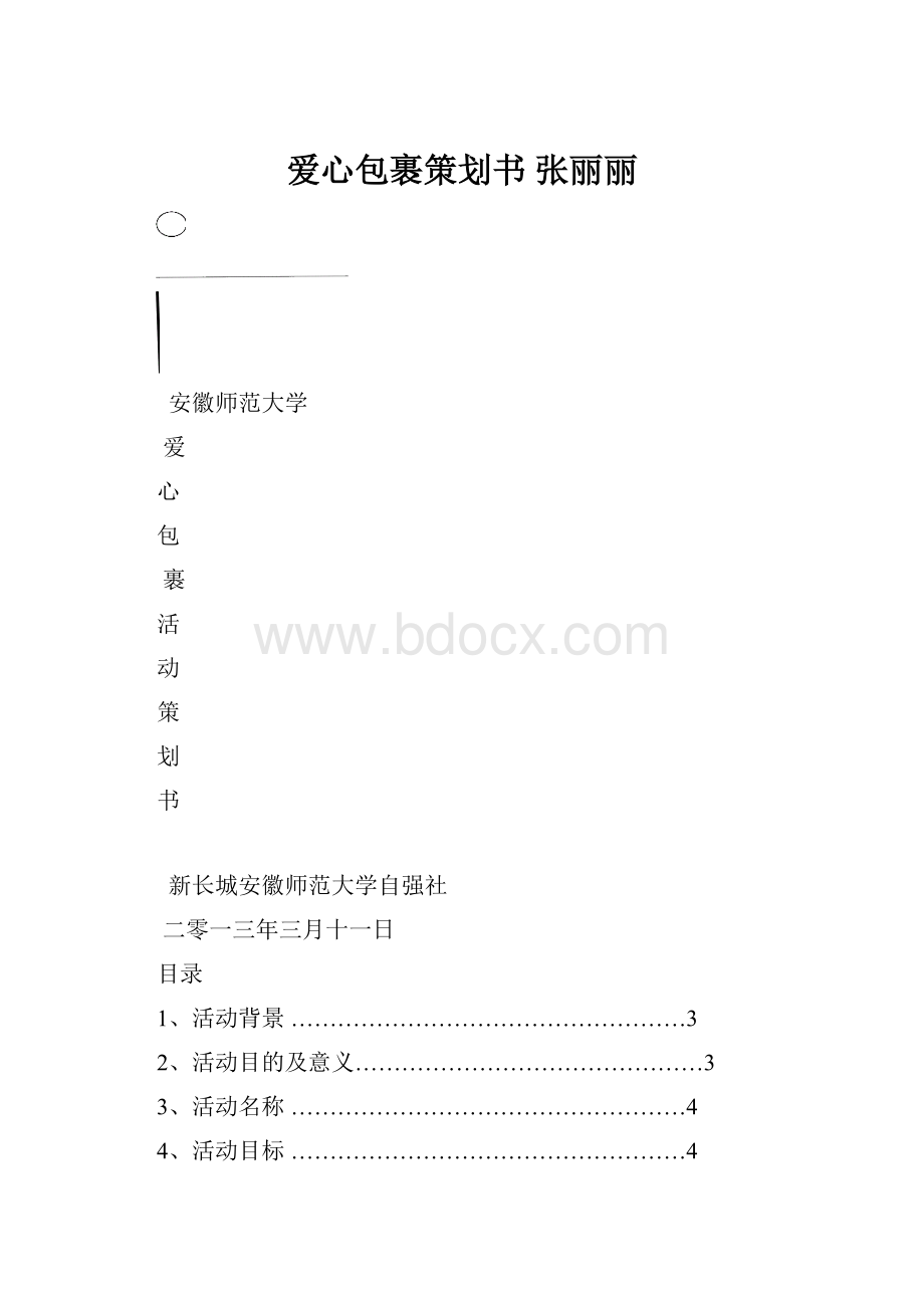 爱心包裹策划书张丽丽.docx