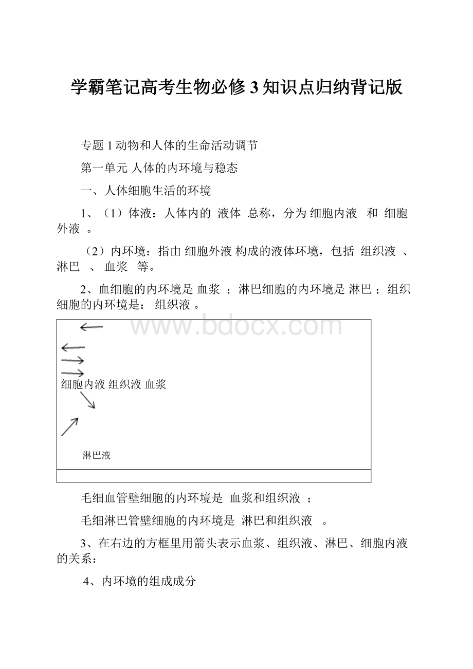 学霸笔记高考生物必修3知识点归纳背记版.docx