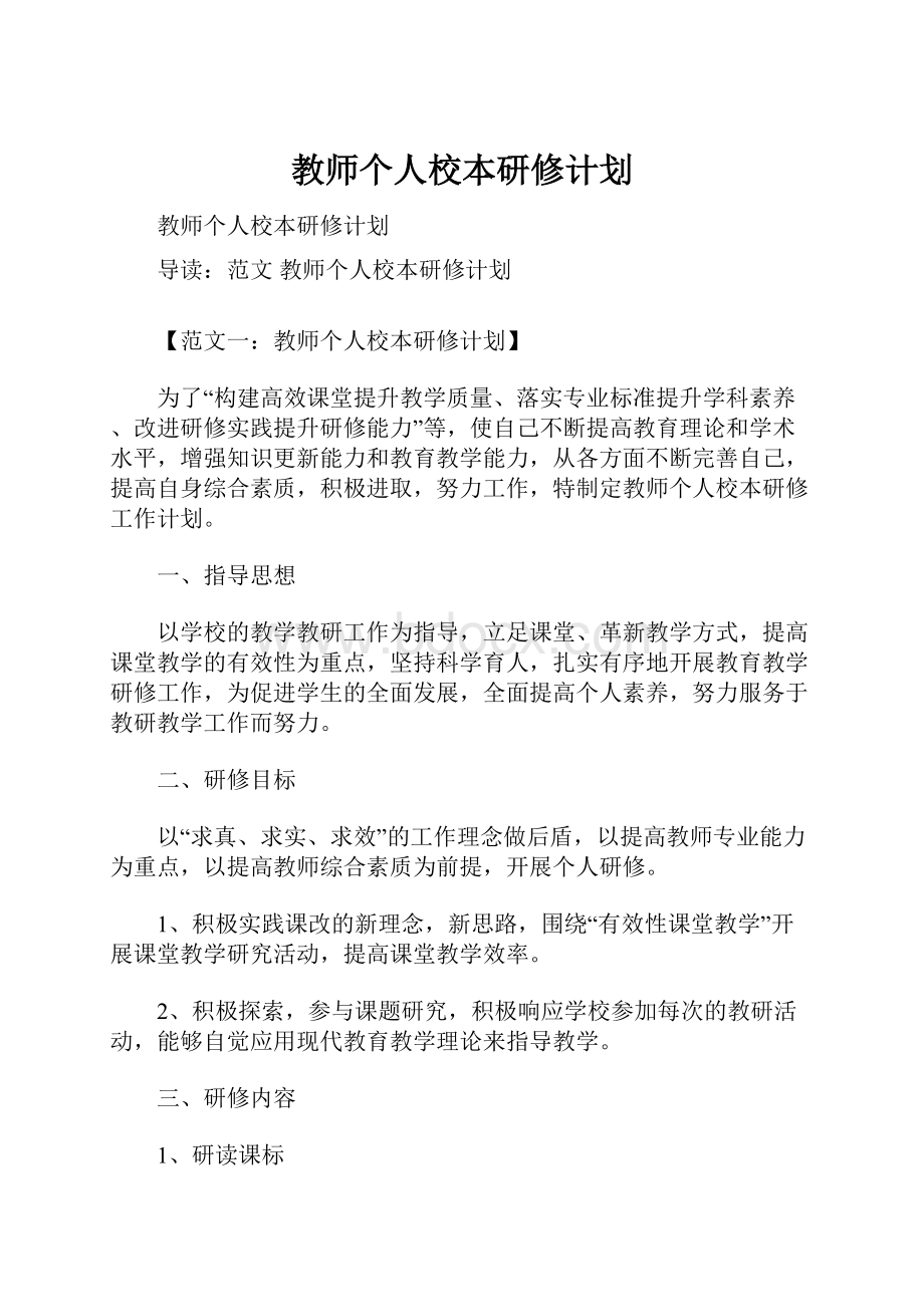 教师个人校本研修计划.docx