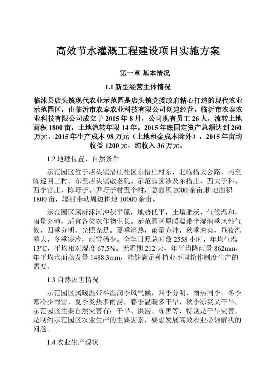 高效节水灌溉工程建设项目实施方案.docx_第1页