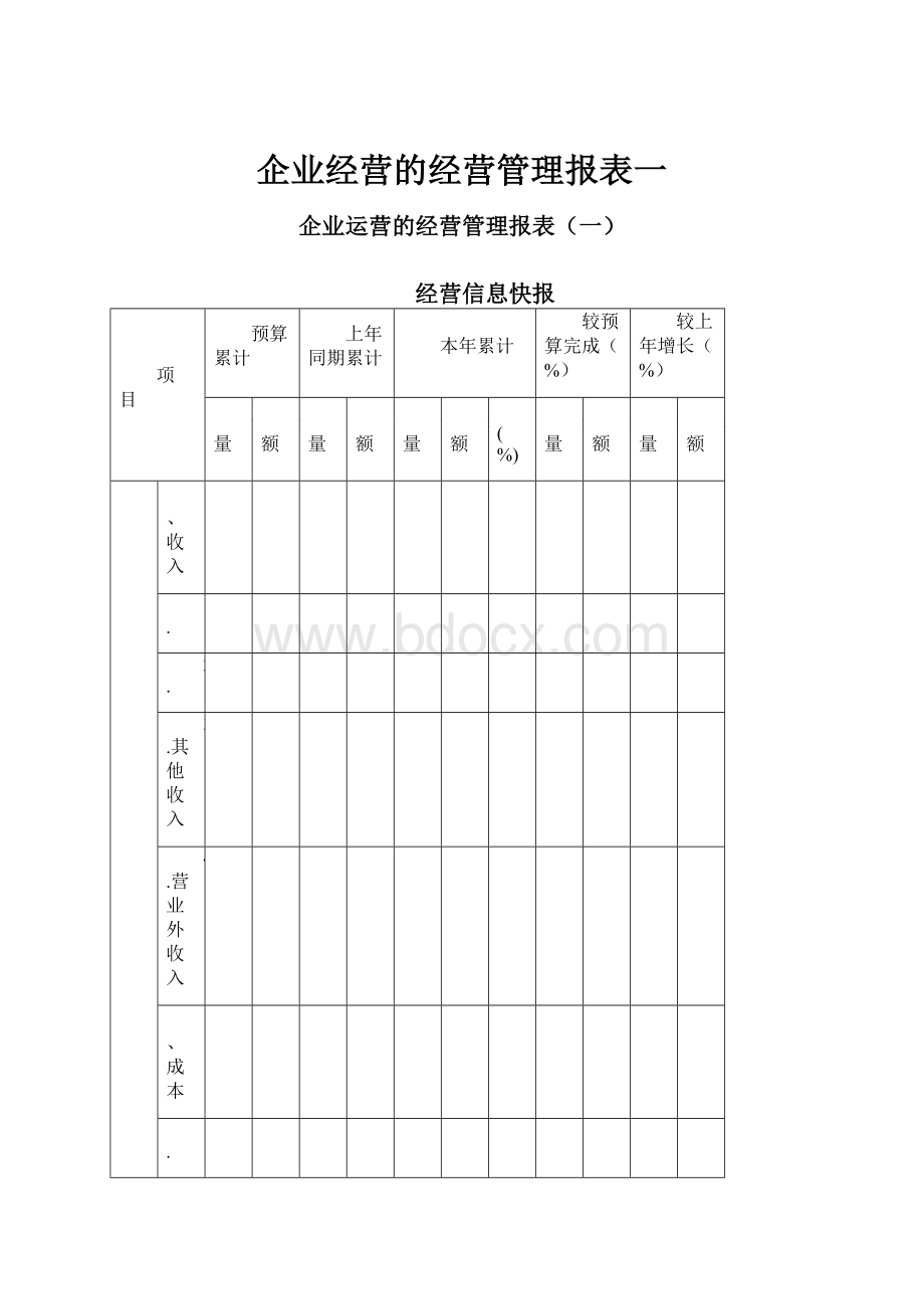 企业经营的经营管理报表一.docx