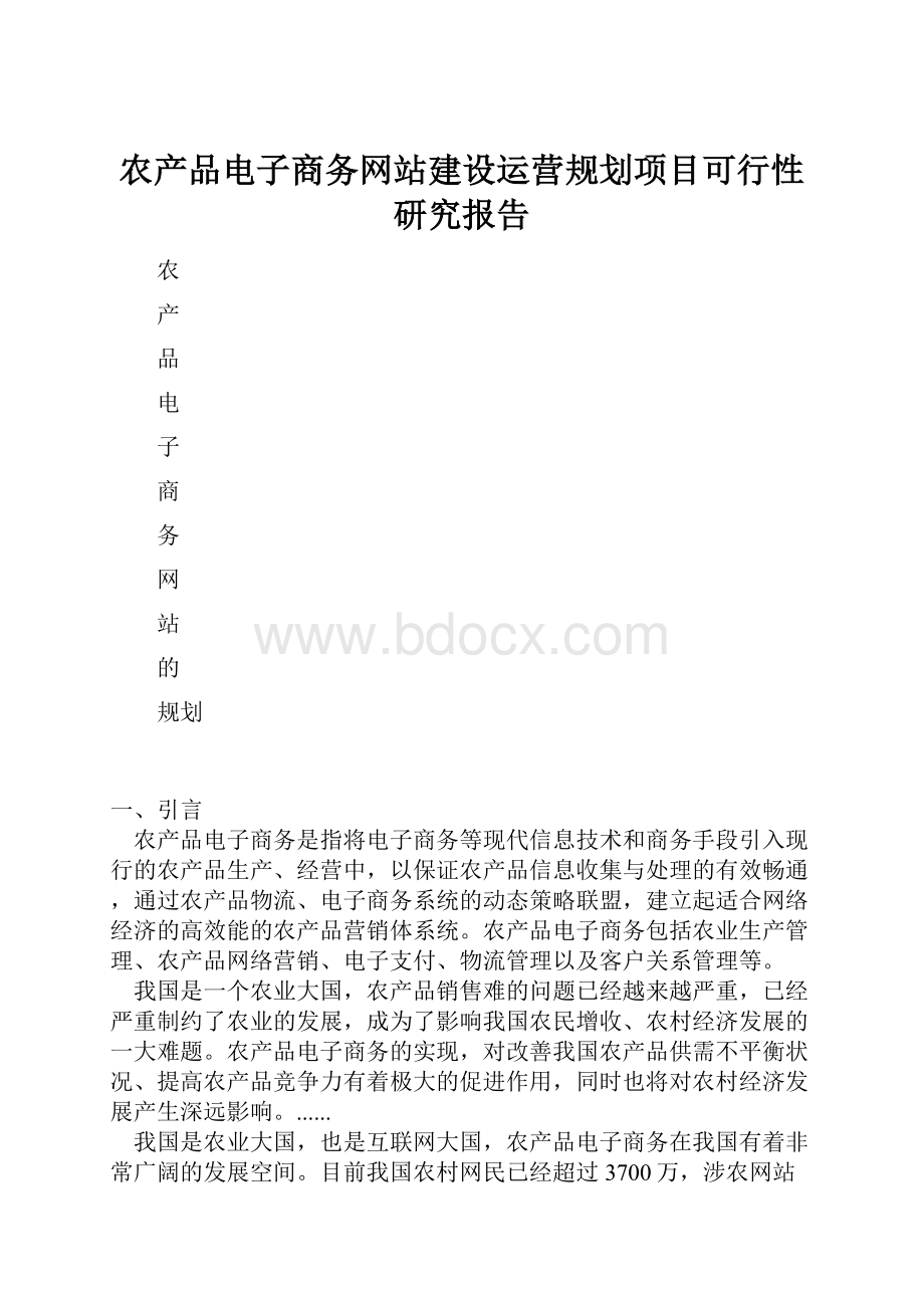 农产品电子商务网站建设运营规划项目可行性研究报告.docx