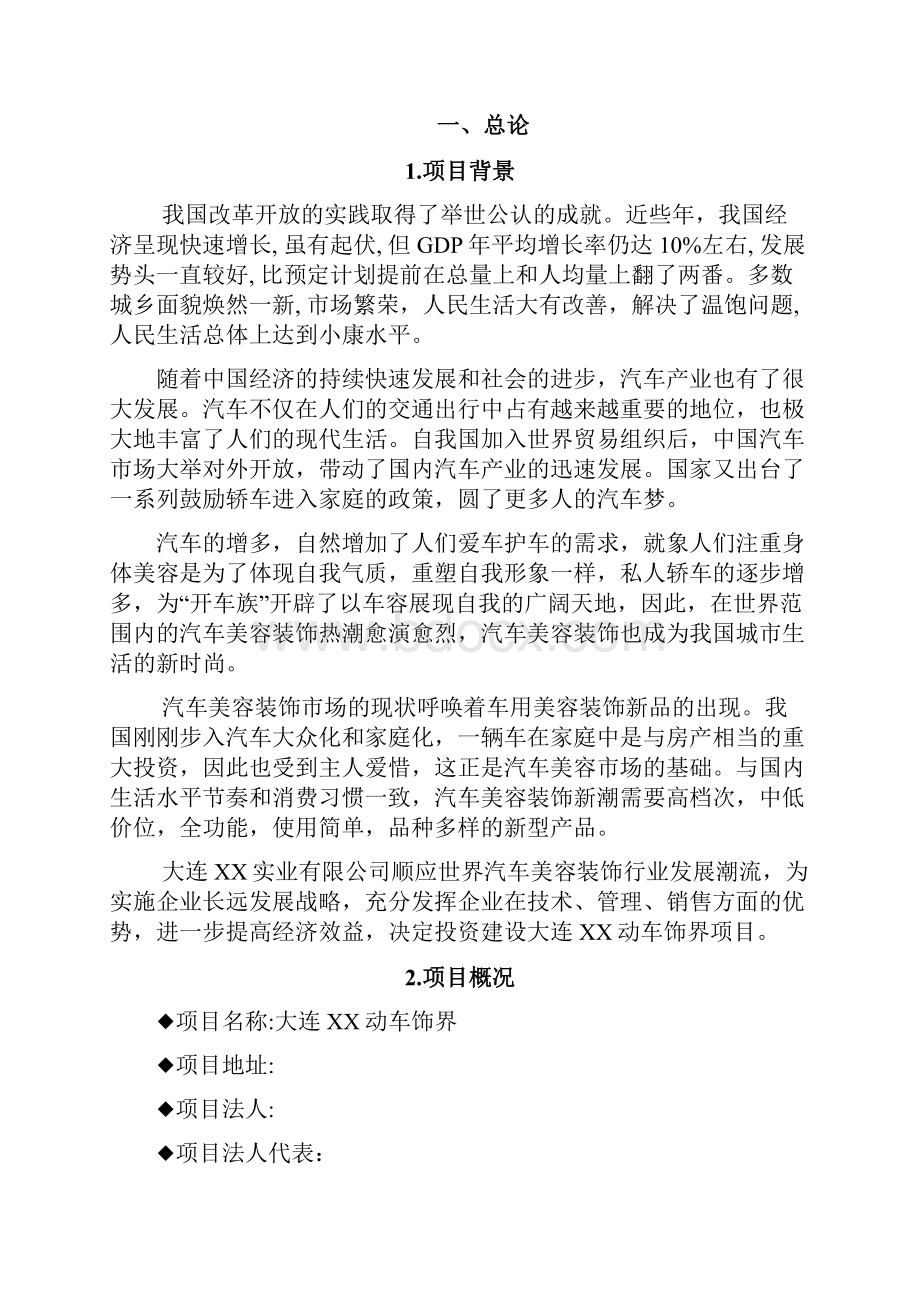 大连某汽车装饰美容项目可行性研究报告.docx_第2页