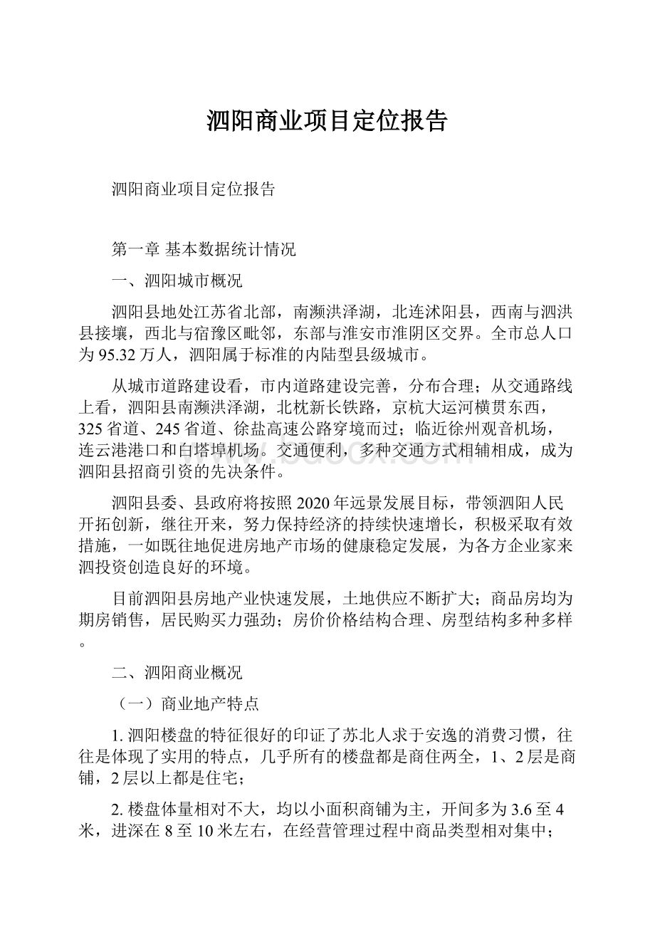 泗阳商业项目定位报告.docx_第1页