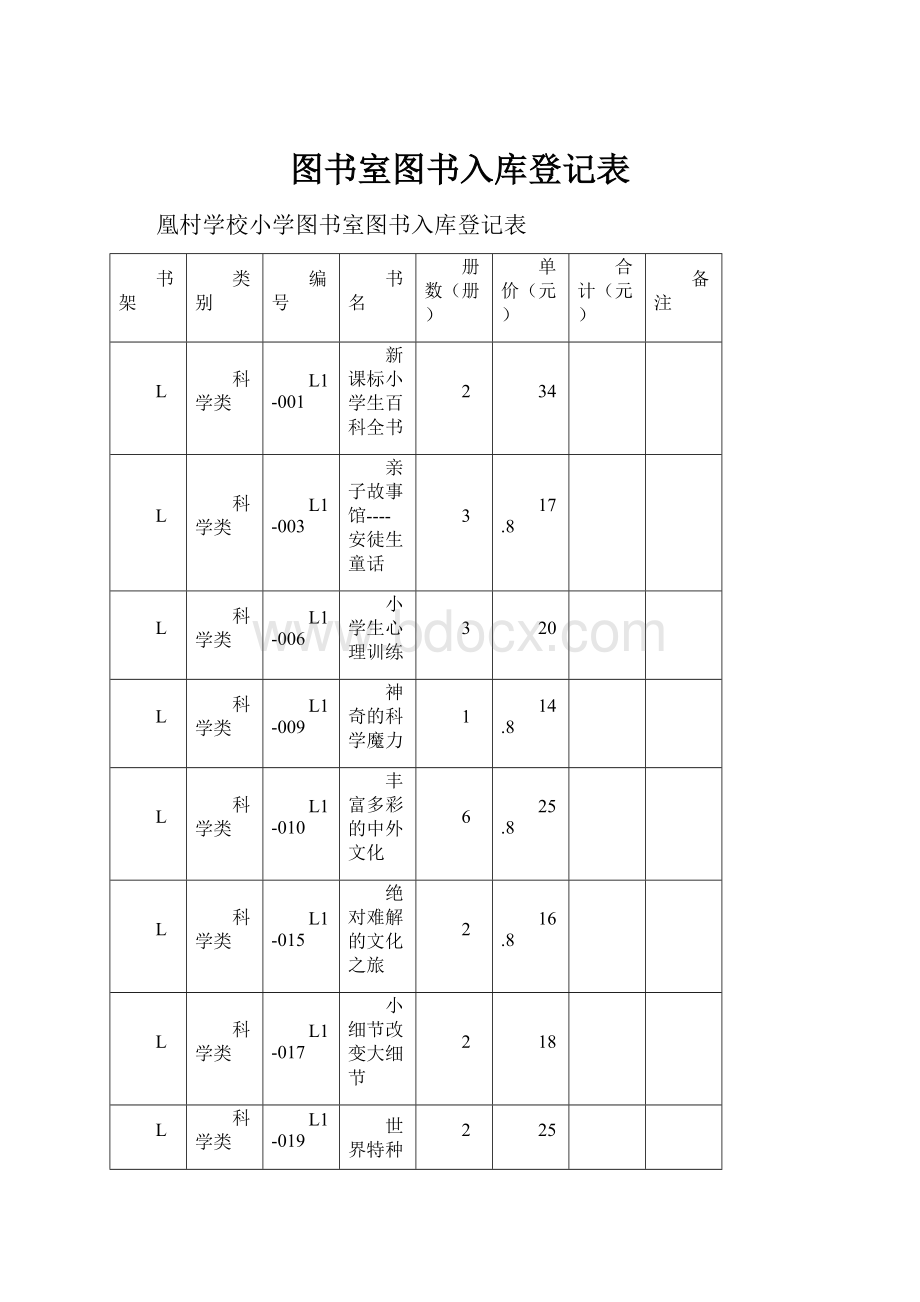 图书室图书入库登记表.docx_第1页