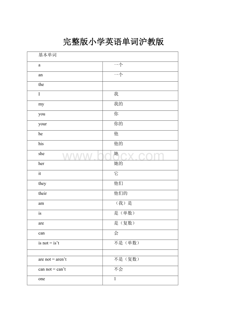 完整版小学英语单词沪教版.docx