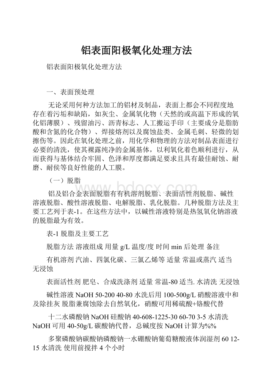 铝表面阳极氧化处理方法.docx