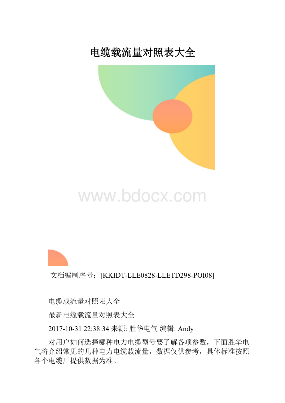 电缆载流量对照表大全.docx