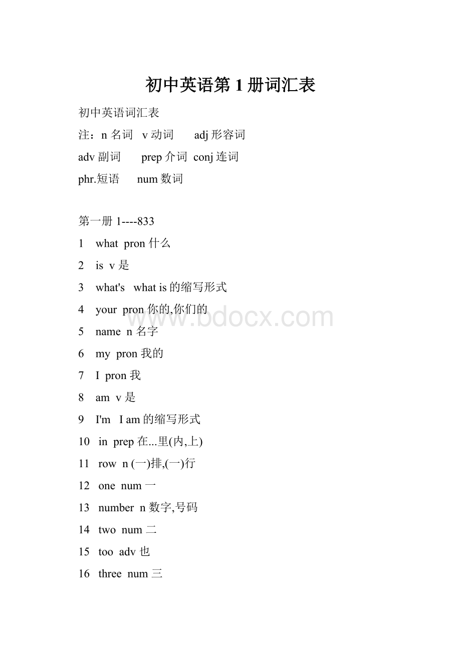 初中英语第1册词汇表.docx_第1页