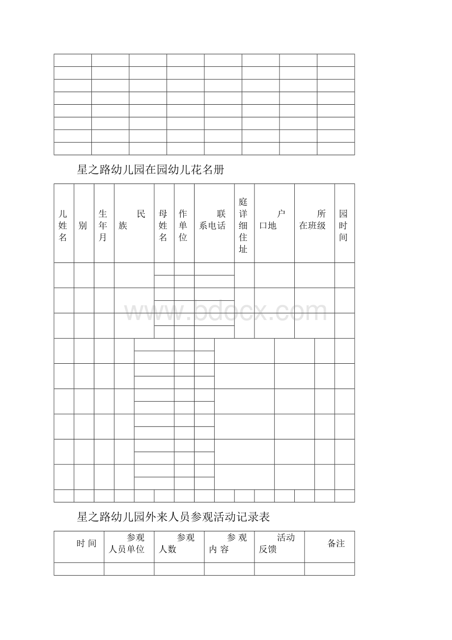 星之路幼儿园教职工考勤汇总表外出登记会议记录花名册.docx_第3页