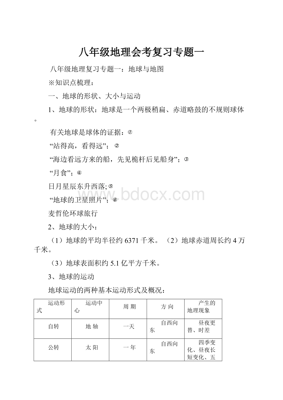 八年级地理会考复习专题一.docx_第1页