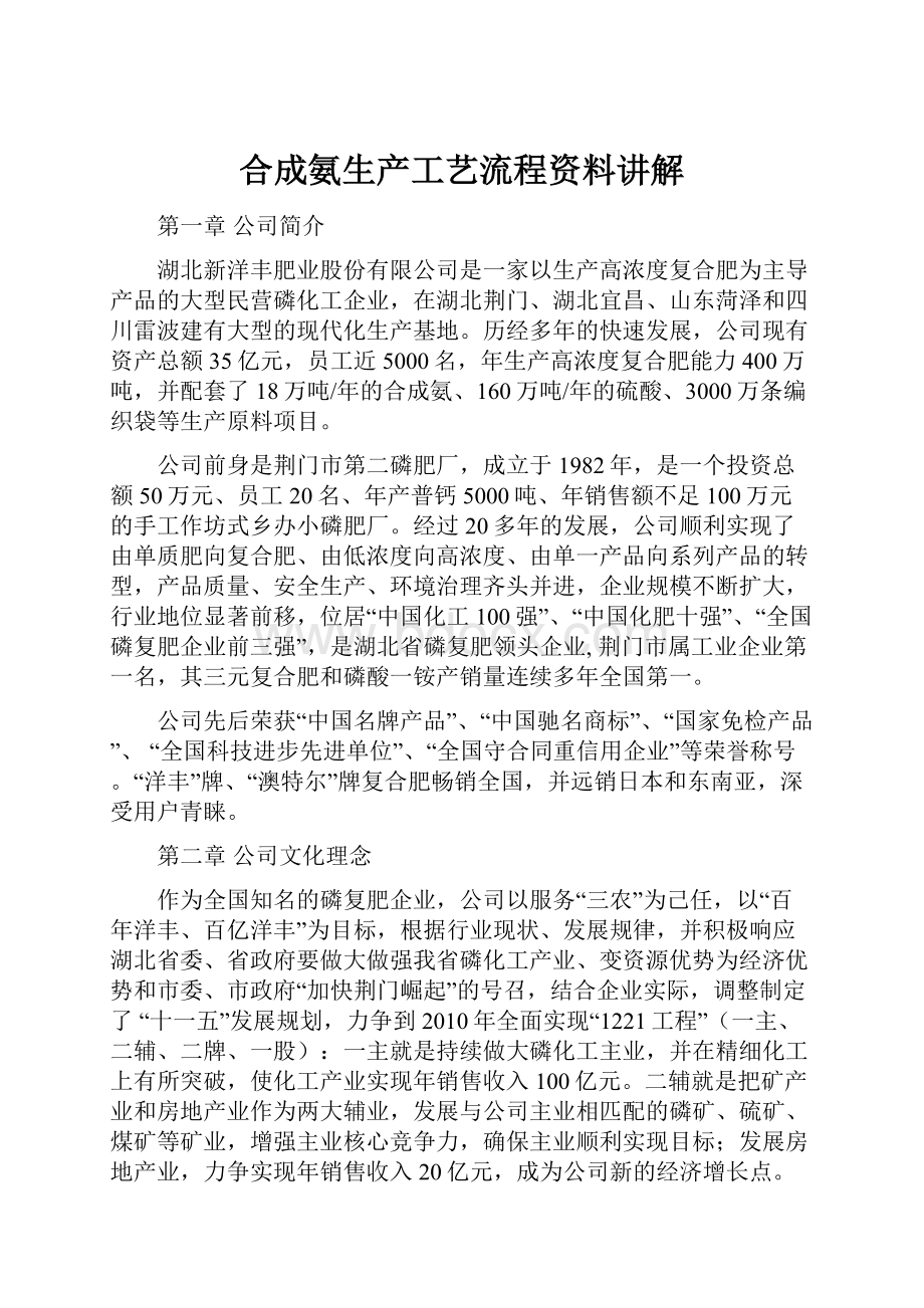 合成氨生产工艺流程资料讲解.docx