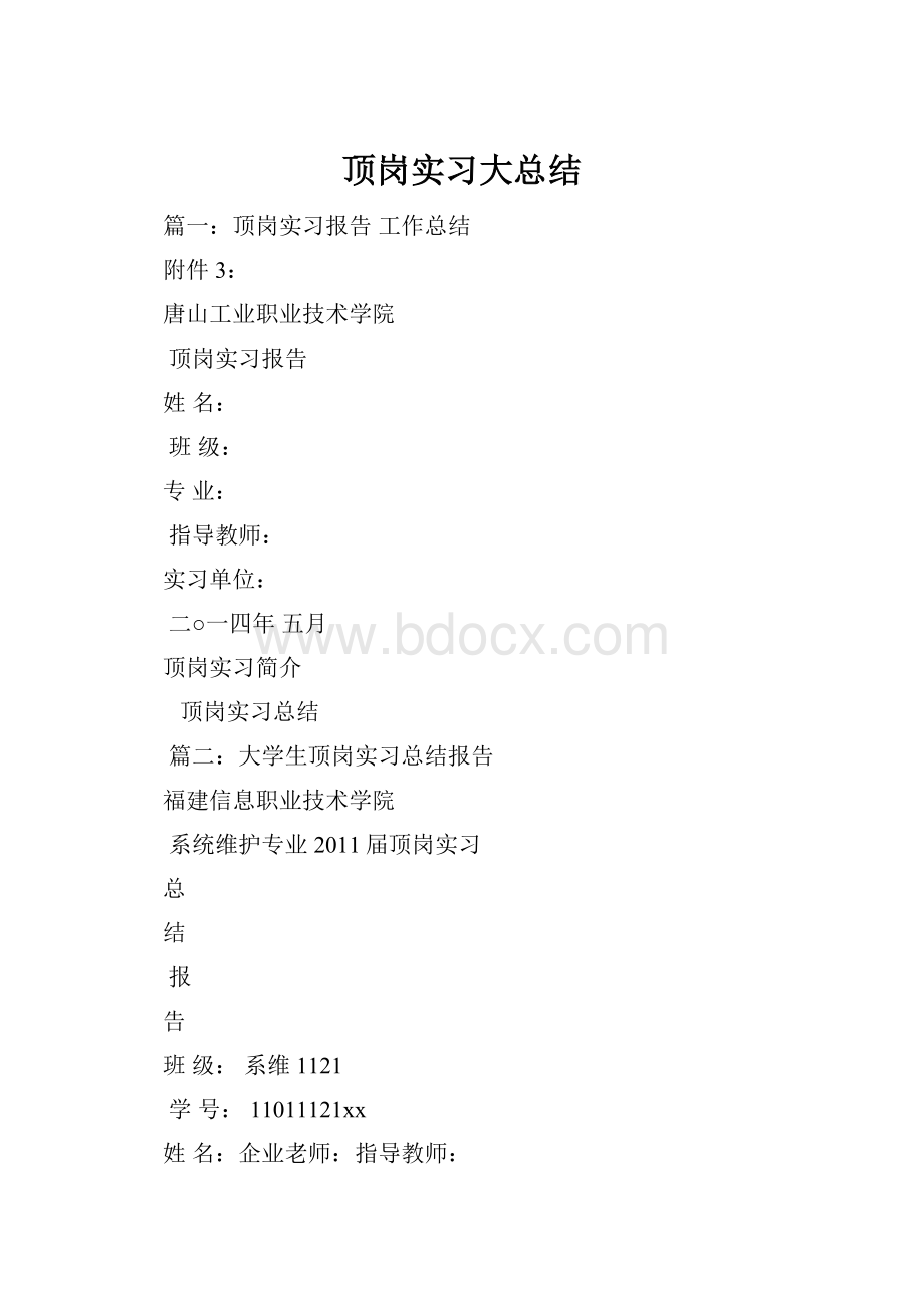 顶岗实习大总结.docx