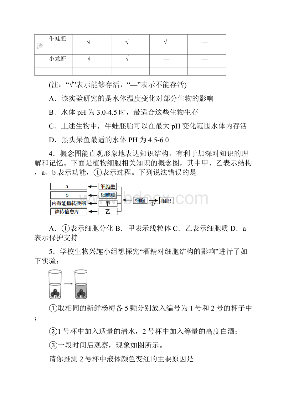 北京市怀柔区九年级第一次模拟考试生物试题.docx_第2页