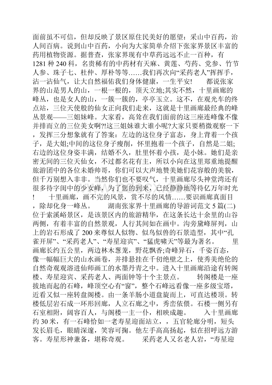 湖南张家界十里画廊的导游词范文5篇.docx_第3页