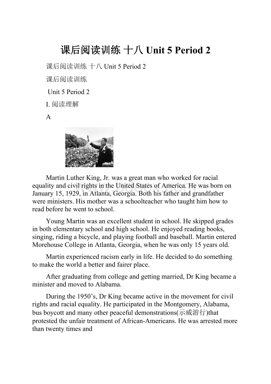 课后阅读训练 十八 Unit 5 Period 2.docx_第1页