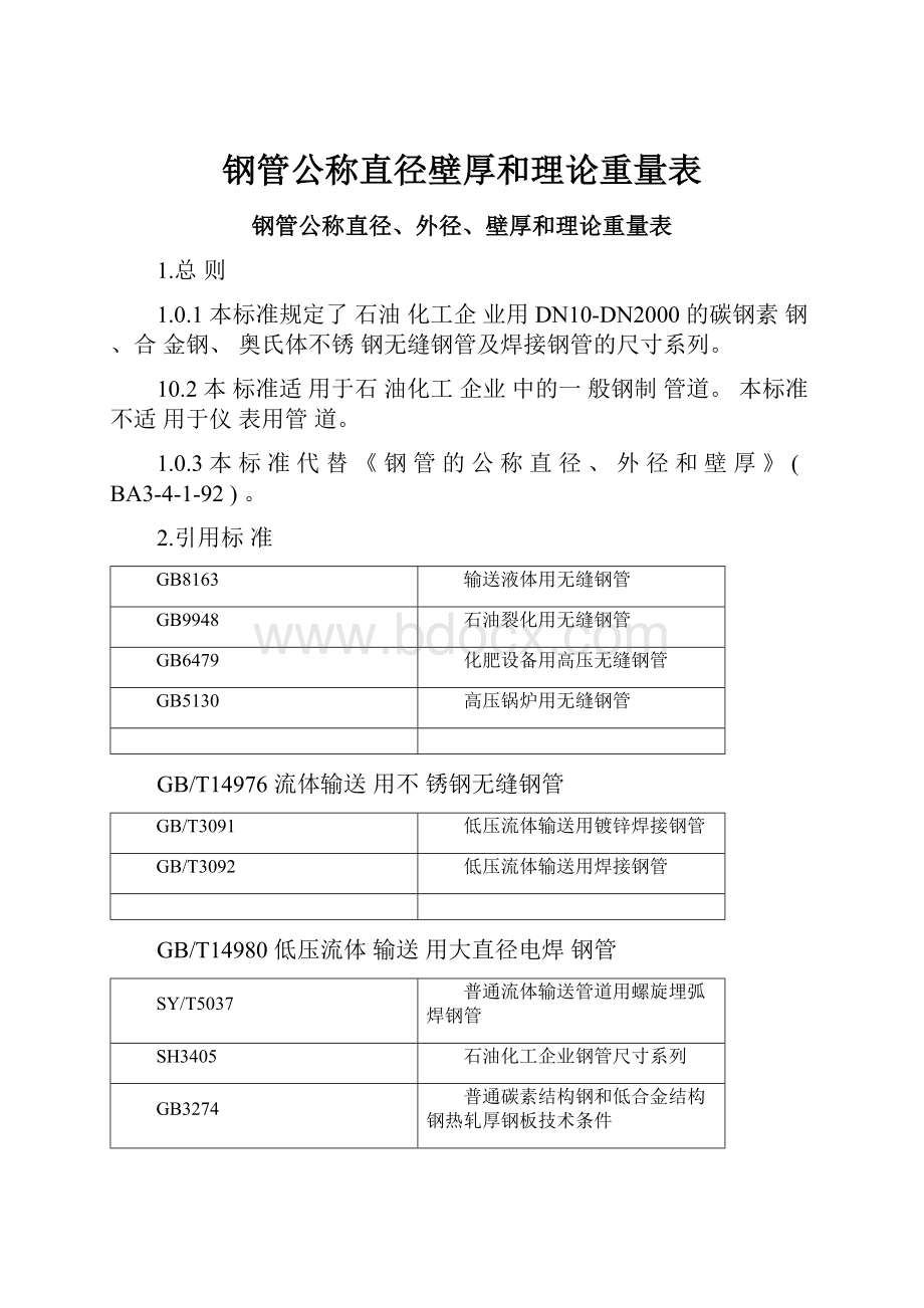 钢管公称直径壁厚和理论重量表.docx_第1页