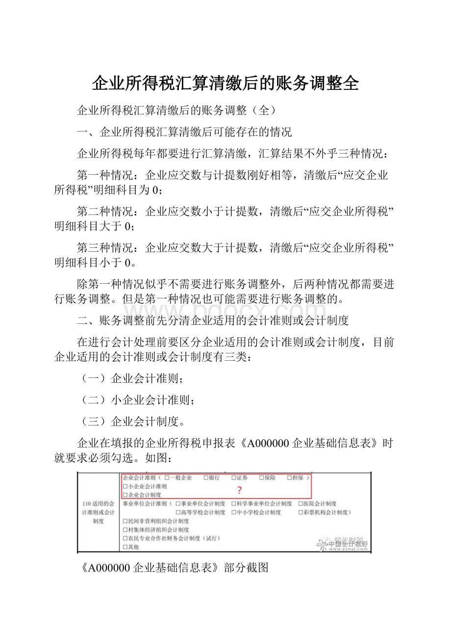 企业所得税汇算清缴后的账务调整全.docx