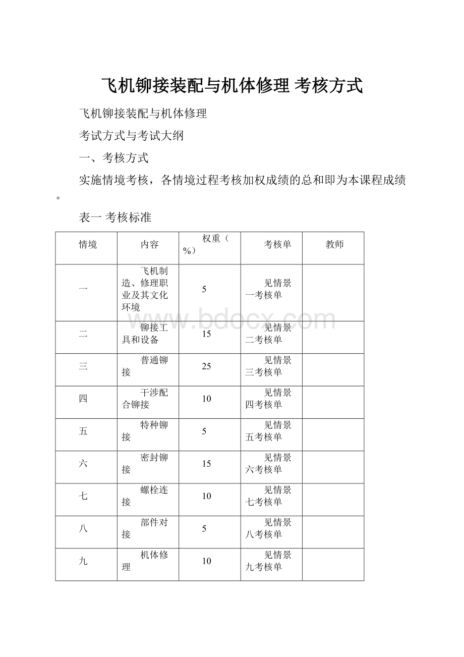 飞机铆接装配与机体修理考核方式.docx_第1页