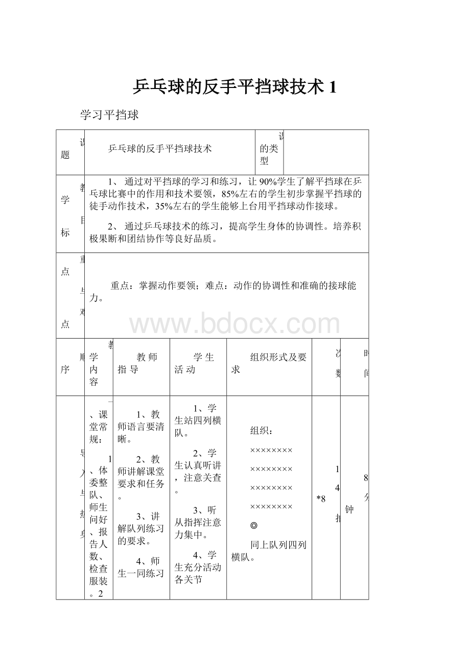 乒乓球的反手平挡球技术1.docx_第1页