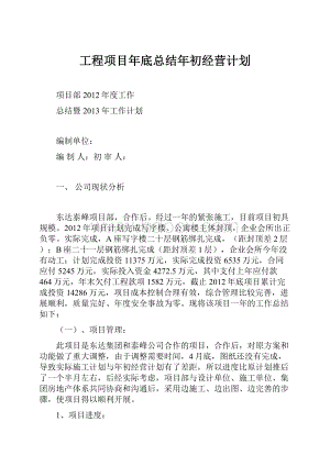 工程项目年底总结年初经营计划.docx