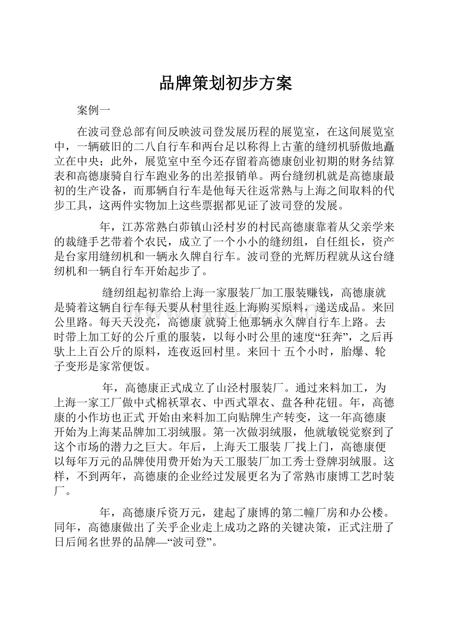 品牌策划初步方案.docx_第1页