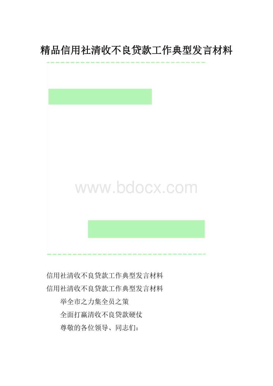 精品信用社清收不良贷款工作典型发言材料.docx