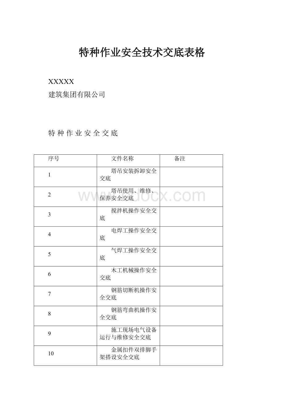 特种作业安全技术交底表格.docx_第1页