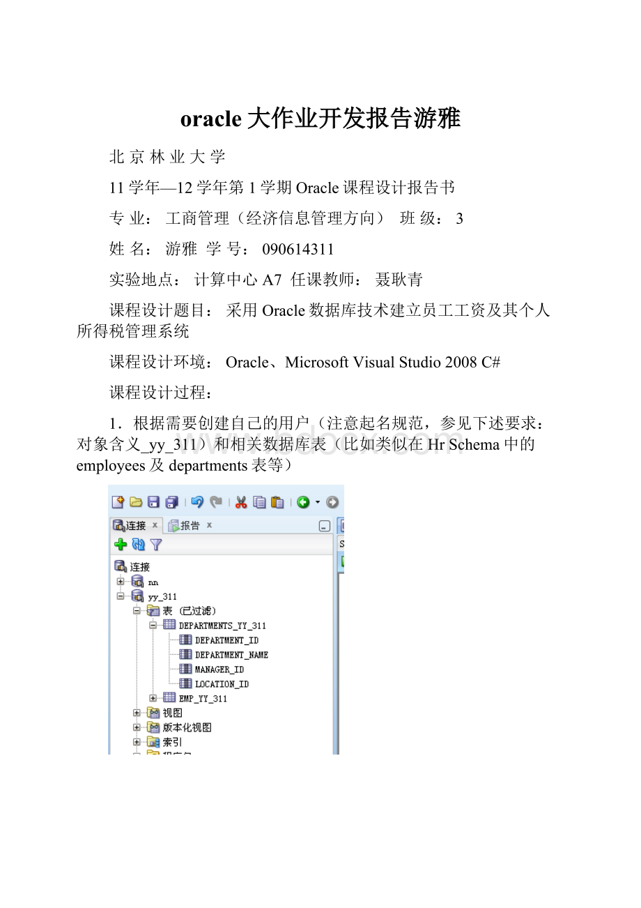oracle大作业开发报告游雅.docx
