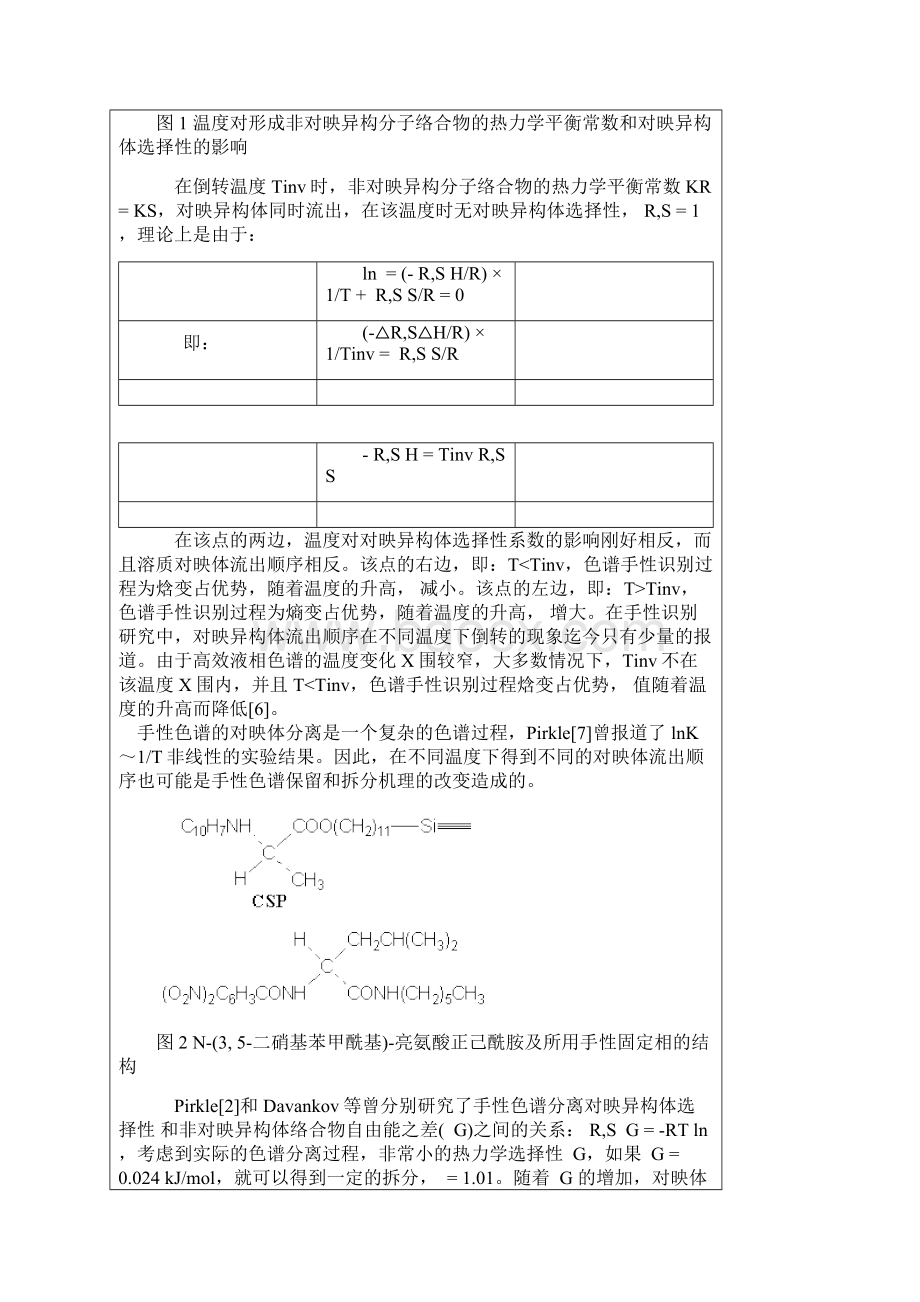 液相色谱手性识别机理的研究报告进展.docx_第3页