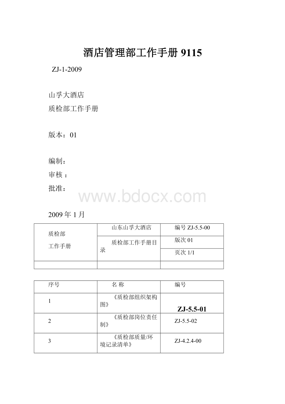 酒店管理部工作手册9115.docx